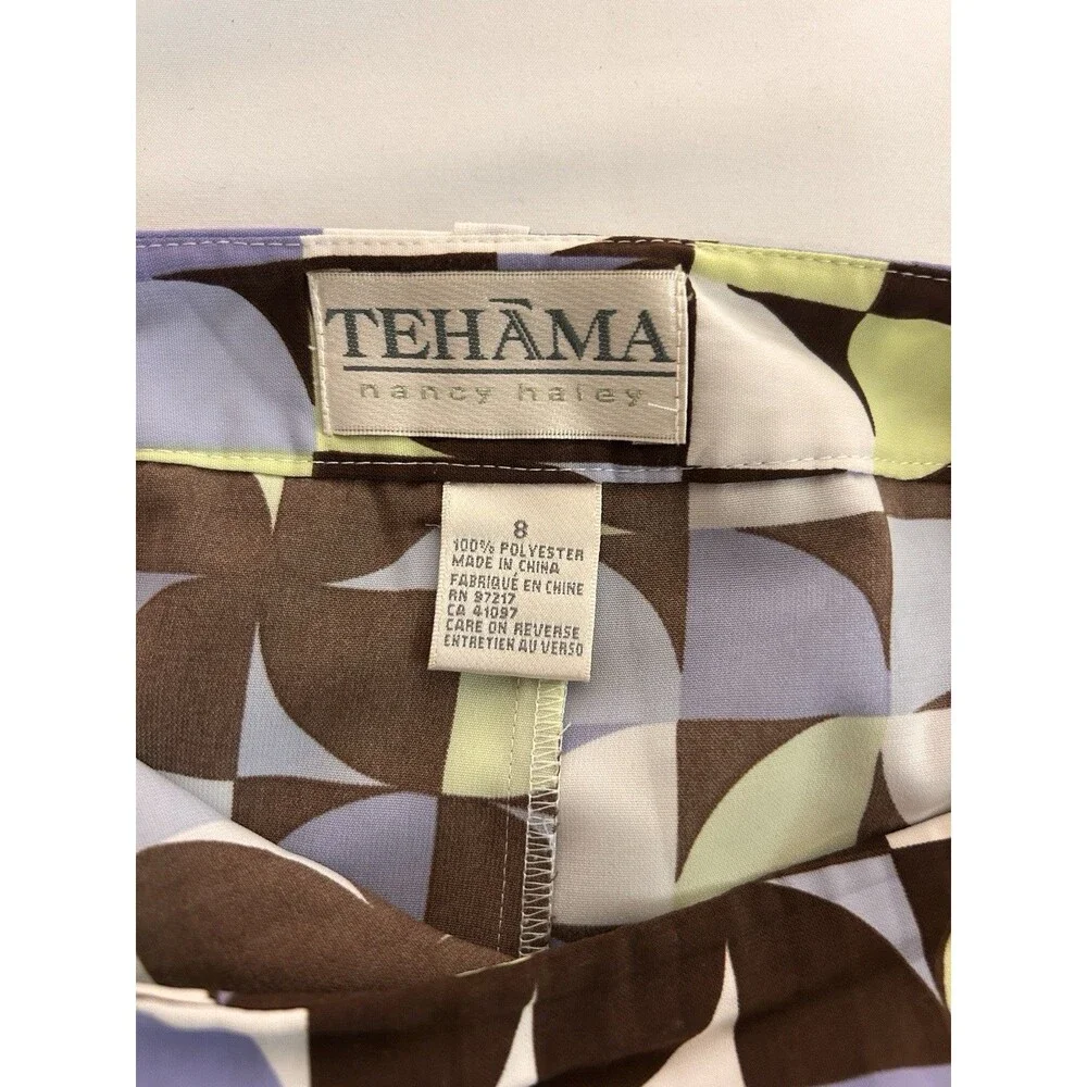 Tehama Nancy Haley Geometric Golf Tennis Pickleball Skort Pocket Women's Size 8